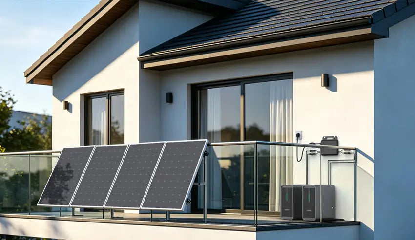Balkonkraftwerk mit Batteriespeicher auf einem Balkon